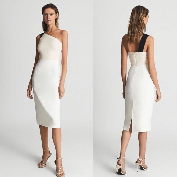 NWOT Reiss Riana One Shoulder Sheath Dress 4 - Picture 1 of 5